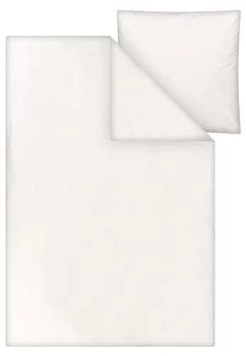 MELAWEAR Perkal Bettwäsche Set MAJULI – Naturweiss, 1x240x220/2x80x80 cm - Nachhaltige Perkal Bettwäsche aus 100% Bio-Baumwolle, 3-fach zertifiziert. Mit Hotel-Verschluss für ein elegantes Schlafgefühl. Pflegeleicht und schadstofffrei gemäß GOTS Standard.