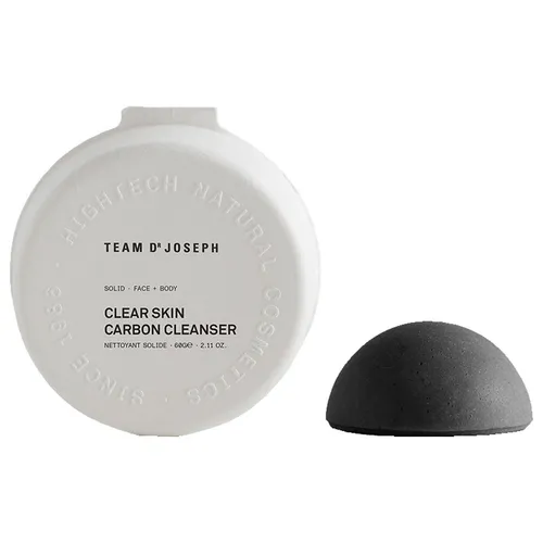 TEAM DR JOSEPH Clear Skin Carbon Cleanser 60 g - Feste Reinigung für Gesicht und Körper mit Aktivkohle. Sanfte Entfernung von Schmutz und Talg, ideal für Mischhaut und Unreinheiten. Umweltfreundlich, vegan und in kompostierbarer Verpackung.