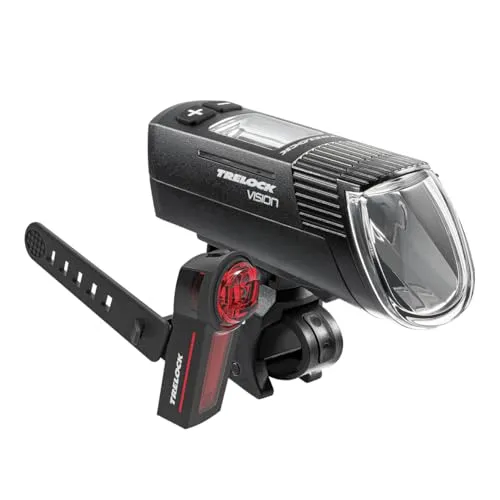 Trelock Set LS 760 I-go Vision & LS 740 Vector Signal 100 Lux schwarz - Fahrradbeleuchtung mit 100 Lux Helligkeit, sorgt für optimale Sichtbarkeit und Sicherheit bei Nachtfahrten, Farbe: Schwarz.
