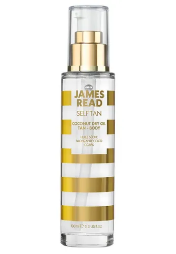 James Read Coconut Dry Oil Tan Body 100 ml - Selbstbräunungsöl - Selbstbräuner mit luxuriösem Kokosöl, schnelltrocknend und feuchtigkeitsspendend. Schützt die Haut vor Umwelteinflüssen und sorgt für eine natürliche Bräune ohne fettige Rückstände.
