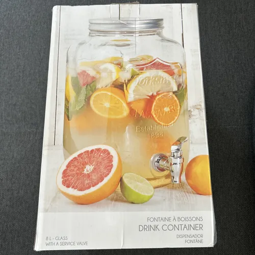 Saveur et Dégustation KV7177 Glaskrug zum Einschenken - Filterkanne für Trinkwasser, 8 Liter Fassungsvermögen mit praktischem Zapfhahn und großer Öffnung für einfaches Befüllen.