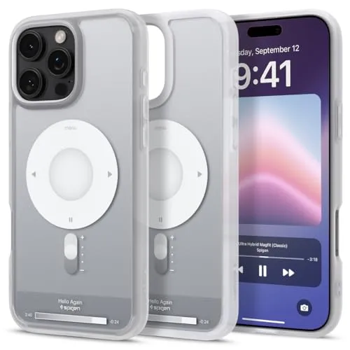 Spigen für iPhone 16 Pro Max Hülle [Anti-Yellowing] Ultra Hybrid MagFit Case Handyhülle Transparent Dünn Slim Kompatibel mit MagSafe -Classic Silver