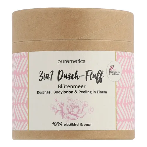 puremetics 3in1 - Dusch-Fluff Duschgel, Bodylotion & Peeling Blütenmeer250g