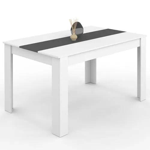 IDMarket Rechteckiger Esstisch Georgia für 6 Personen - Moderner Esstisch aus Holz in Weiß und Grau, ideal für gesellige Abende und stilvolle Essbereiche.