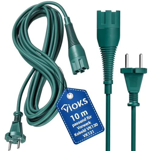 VIOKS Anschlusskabel 10 m Stromkabel Ersatz für Vorwerk Kobold Kabel Ersatzkabel für Staubsauger Handstaubsauger VK 130 VK 131 Stielstaubsauger