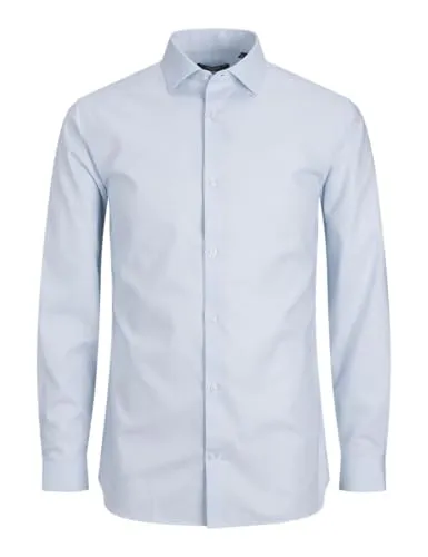 JACK & JONES Herren Jprblaparker Shirt L/S Noos Hemd - Stylisches Slim Fit Businesshemd in Cashmere Blue, aus 100% Baumwolle für hohen Tragekomfort und vielseitige Kombinationsmöglichkeiten.
