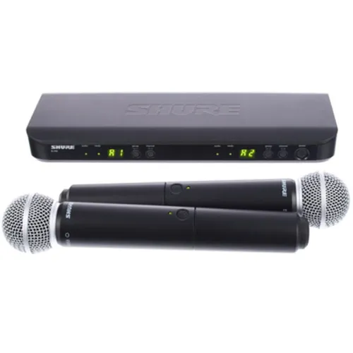 Shure BLX288E/SM58-S8 Wireless Mikrophon Set - Dual Vocal System mit zwei SM58 Mikrofonen, ideal für Live-Performances und professionelle Anwendungen.