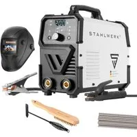 STAHLWERK ARC 200 Puls Pro Schweißgerät - Vielseitiges MMA/E-Hand Schweißgerät mit Pulsfunktion für präzise Schweißnähte und IGBT Technologie. Ideal für Werkstatt, Baustelle oder Outdoor-Arbeiten. 7 Jahre Garantie auf hohe Qualität!