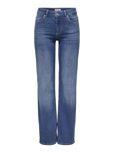 ONLY Onlblush Mid Straight DNM Rea12187 Noos - Komfortable Jeans - Jeans mit Gürtelschlaufen und Gesäßtaschen, gerade Beinform für optimalen Tragekomfort, ideal für jeden Anlass.