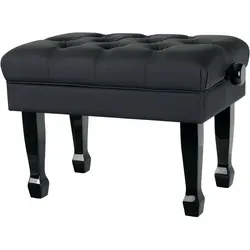 Classic Cantabile Pianobank Modell W Schwarz Hochglanz - Zubehör für Tasteninstrumente, edler Klavierhocker mit Chesterfield-Sitzfläche, höhenverstellbar und im stilvollen Chippendale-Design.