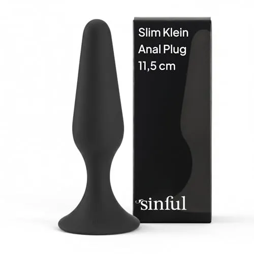 Sinful Slim Analplug Klein - Analplug Silikon Small für Anfänger - Butt Plug für Frauen und Männer - 8 cm langen Plug Sexspielzeug Analplug für Paare - Schwartz
