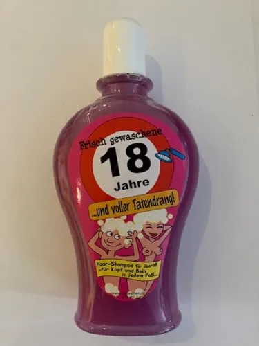 Udo Schmidt Spass Shampoo - Frisch gewaschene 18 -Zum 18.Geburtstag mit Spruch (Grundpreis 34,26 Euro/l)…