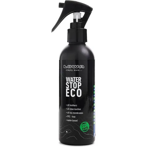 Lowa WATER STOP ECO Imprägnierspray 200 ml - Hochleistungs-Imprägnierspray für Schuhe, wasserbasiert und PFC-frei. Schützt effektiv gegen Wasser und Schmutz, ideal für GORE-TEX-Materialien und sorgt für optimalen Schutz in der Schuhpflege.