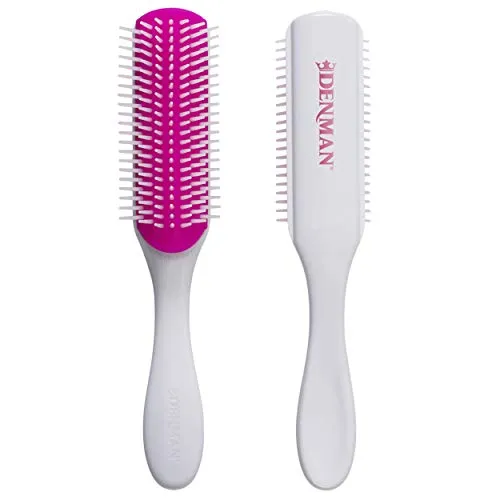 Denman D3 Curl Definer & Styler, Curly Hair Brush for Women & Men – 7 Row Detangling & Curl Defining Brush for Smooth Defined Curls - a precision Styling Brush for straight hair, Cherrry Blossom