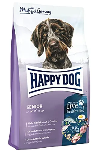 Happy Dog Supreme Senior Hundefutter 12 kg - Hundefutter für Senioren, speziell entwickelt für die Bedürfnisse älterer Hunde mit wertvollen Zutaten für ein langes, gesundes Leben.