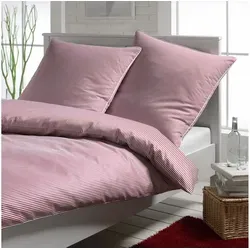 Elegante Mako-Satin Bettwäsche »Hamburger Streifen« Bordeaux 2460-01 - Kissen 40x80 cm aus hochwertigem Mako-Satin, zeitloses Design in Bordeaux, sorgt für einen luxuriösen Schlafkomfort.