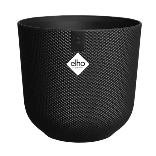 elho Jazz Round 14 cm blumentopf - Kleiner Pflanzentopf für den Innenbereich - 100% recycelter Kunststoff - Einzigartige Struktur - Ø 14.2 x H 13.1 cm - Schwarz/Living Schwarz