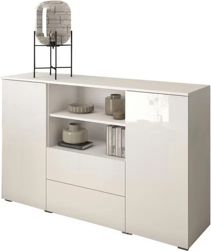 Sideboard INOSIGN "PARIS", 140cm breit, weiß matt & hochglanz - Moderne Kommode mit Push-to-open-Funktion und variabel einsetzbaren Einlegeböden. Ideal für individuellen Stauraum in jedem Raum.