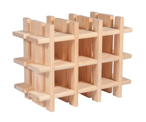 Rioja Evolutionäres Flaschenregal für 9 Flaschen - Hochwertiges Regal aus massiver Kiefer, ideal für Weinliebhaber. Platziert sicher bis zu 9 Flaschen und verleiht jedem Raum einen rustikalen Charme.