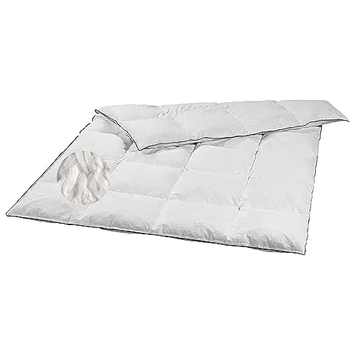 sleepling 197018 leichte Sommerdecke - Bettdecke aus 20% Daunen und 80% Federn, waschbar bis 60 Grad, mit luxuriösem Mako-Daunenbatist für höchsten Schlafkomfort und Nachhaltigkeit. Made in EU.