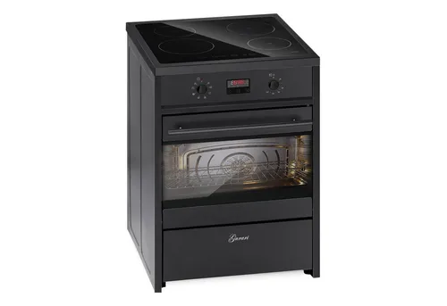 GURARI Induktions Herd-Set Schwarz mit 4 Boosterkochzonen - Induktionsherd freistehend mit 4 leistungsstarken Kochzonen, energieeffizient und mit einem praktischen 1-fach-Teleskopauszug für müheloses Kochen.