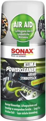 SONAX KlimaPowerCleaner AirAid Green Lemon 100 ml - Autopflege für eine frische Innenraumluft. Reinigt Klimaanlage und Lüftungssysteme schnell und einfach, entfernt Gerüche in nur 15 Minuten.