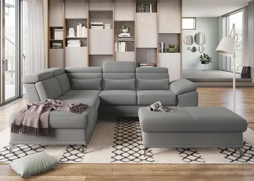 sit&more Ecksofa Cabrio L-Form, B: 274 cm, mit Sitztiefen-, Arm- & Kopfteilverstellung, 3 Nierenkissen, Federkern, optional Bettfunktion und Stauraum