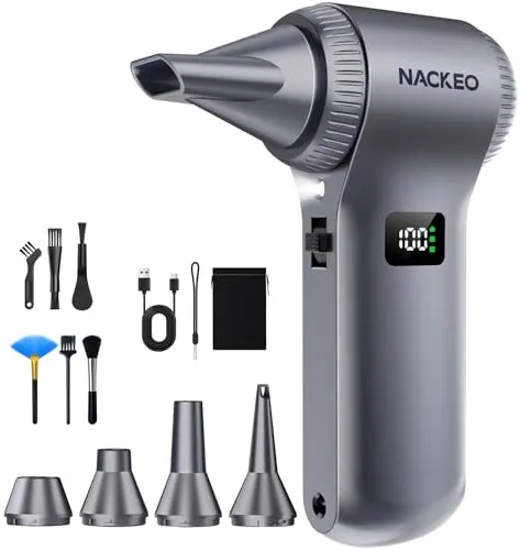 Elektrisches Staubgebläse, 230000 U/min Super Power Cordless Air Duster, 100-stufig einstellbares Mini-Luftgebläse mit 10500 mAh Akku, LED-Licht, Staubgebläse für PC, Tastatur, Haushalt, Sofa, Auto