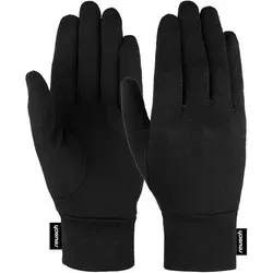 Reusch Merino Wool Conductive Innenhandschuhe schwarz - 7 - Handschuhe aus Merinowolle mit leitfähigen Fingerspitzen, ideal für Touchscreen-Geräte und warmen Komfort in der kalten Jahreszeit.