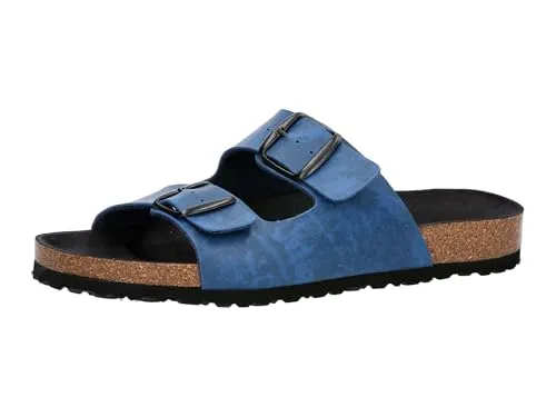 Lico Pantolette Bioline Man Vegan Herren Blau 43 - Bequeme Herrenpantolette aus veganen Materialien mit verstellbaren Schnallen und dämpfender EVA-Laufsohle für optimalen Tragekomfort.