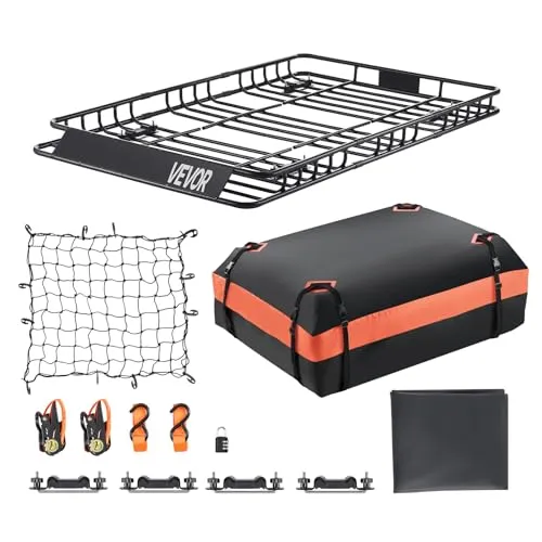 VEVOR Dachgepäckträger Dachkorb 1625x990x105mm - Robuster Gepäckträger aus legiertem Stahl mit maximaler Traglast von 113,4 kg, ideal für Reisen und Abenteuerausflüge.