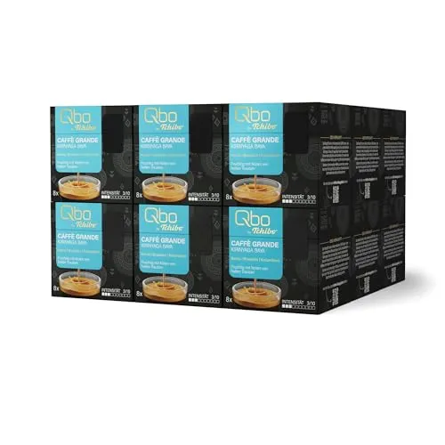Tchibo Qbo Caffè Grande Kirinyaga Baya Kaffeekapseln, 144 Stück - Kaffee mit 100% Arabica aus Kenia, Brasilien und Kolumbien, nachhaltig und recyclebar, in platzsparender Verpackung für weniger CO2-Emissionen.