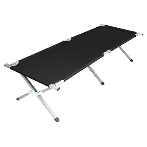 Spetebo XXL Campingbett klappbar - 190 x 64 cm - Schwarz - Praktisches klappbares Feldbett mit Tragetasche, ideal für Camping, Festivals und als Gästebett. Belastbar bis 100 kg, robustes Metallgestell und pflegeleichtes Oxford-Gewebe für vielseitige Nutzung.