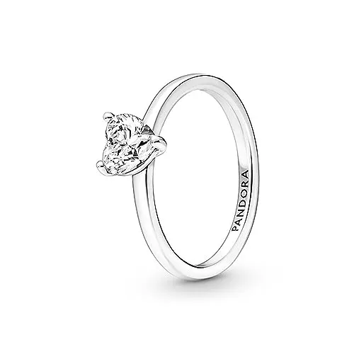 Pandora Timeless Funkelndes Herz Solitär-Ring aus 952 Sterling Silber - Eleganter Damenring mit herzförmigem Cubic Zirkonia, ideal für besondere Anlässe. Kombinierbar mit anderen Schmuckstücken für einen individuellen Look.