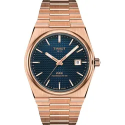 Tissot T-Classic PRX Powermatic 80 T137.407.33.041.00 - Wabenstruktur,blau,rosegoldfarben - 40mm