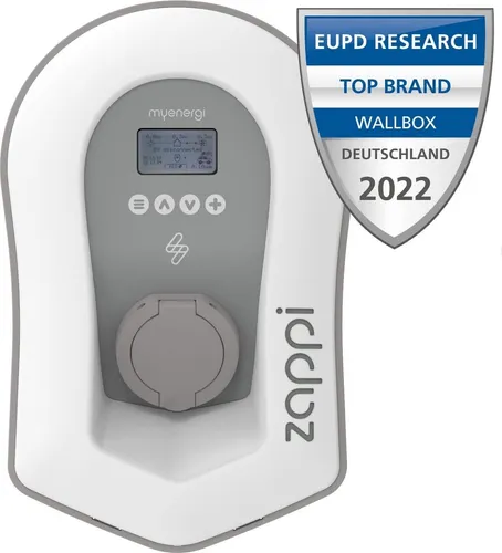 Myenergi Zappi V2.1 - 7.4 kW Wallbox - Wallbox mit Typ-2-Steckdose, 32A Anschluss und integriertem Hub. Ideal zum Laden mit Solarstrom im ECO-Modus, bis zu 10x schneller als Standard-Ladestationen.