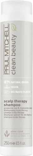 Paul Mitchell Clean Beauty Scalp Therapy Shampoo 250 ml - Beruhigendes Shampoo für trockene, fettige oder empfindliche Kopfhaut, angereichert mit Weinrebensaft und Kamillenextrakt. Vegan und tierversuchsfrei, ideal für täglich frisches Haar.
