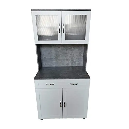 HTI-Line Hochschrank Küchenbuffet Blanca - Hochschrank im modernen Beton Weiß, bietet 4 Fächer und 1 Schublade für optimalen Stauraum, perfekt für jede Küche.