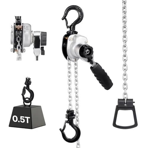 VEVOR Mini Hebelzug Kettenzug 1,5m 0,5T - Kompakter und leistungsstarker Ratschenzug mit einer Tragfähigkeit von 0,5 T. Ideal für vielseitige Hebearbeiten und perfekt für den professionellen Einsatz.