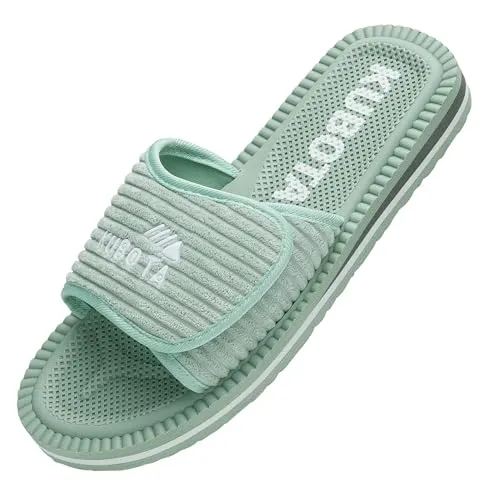 Kubota Badelatschen mit Klettverschluss - Badeschuhe für Herren & Damen - Badeschlappen für Strand – Baden Latschen - Schuhe fur Dusch und Sauna - Mintfarbe - 36