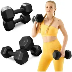 TREX SPORT Kurzhanteln Hanteln Set 2x6kg TX-006CD | Kunststoff Hexagon Dumbbell für Krafttraining | sechseckige Anti-Roll Form, ergonomischer Griff - Schwarz