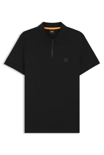 BOSS ORANGE Poloshirt "Passerzip" für Herren, Gr. XL, schwarz - Stylisches Herren-Poloshirt in schwarz, hüftlang mit Reißverschluss und modischem Badge. Aus elastischem Jersey für optimalen Tragekomfort, ideal für Casual-Looks.