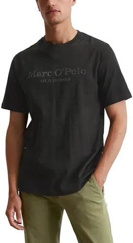 Marc O'Polo Herren T-Shirt B21222051230 - Schwarz, L EU - T-Shirts für Herren aus 100% nachhaltiger Baumwolle, hochwertiger Jersey-Stoff und stilvolles Design für jeden Anlass.