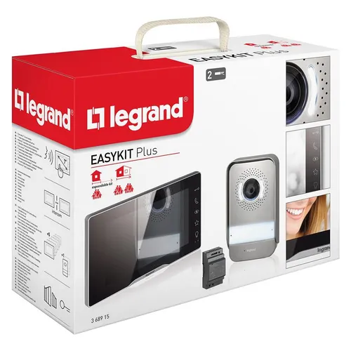LEGRAND EASYKIT Plus Video-Türsprechanlagen-Set - Haus-Alarmanlagen: Flexibles 2-Draht-System mit 7"-Farbmonitor, 105° Weitwinkelkamera und erweiterbar für bis zu 6 Innenstellen – ideal für Neubauten und Renovierungen.