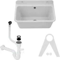 Ausgussbecken 10876 - Weiß, robust und vielseitig einsetzbar - Caravan-Zubehör, ideal für Garage, Werkstatt oder Garten, aus hochwertigem Polypropylen, leicht zu reinigen und beständig gegen Verfärbungen.