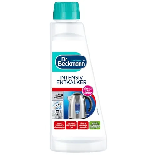 Dr. Beckmann Intensiv Entkalker 4632, 250 ml – Flasche - Reinigungsmittel, wirkt doppelt so schnell wie herkömmliche Entkalker und entfernt effektiv Kalkrückstände aus Wasserkochern und Kaffeemaschinen.