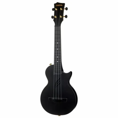 Ukulele Carbon Fibre Black Set - Konzert Ukulele für Anfänger und Fortgeschrittene, hochwertige Tonqualität und inklusive Tasche mit Plektren