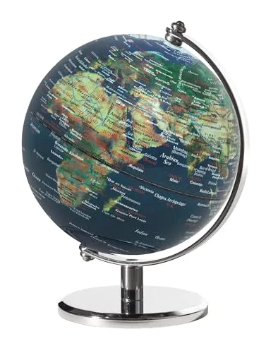 TROIKA Globus Mini GAGARIN Ø 13 cm – Stilvoller Deko-Globus mit verchromtem Metallfuß - Entdecken Sie den TROIKA Mini-Globus GAGARIN mit 13 cm Durchmesser. Ideal als stilvolles Deko-Element für Schreibtisch oder Regal – hochwertig verarbeitet und in Geschenkverpackung.