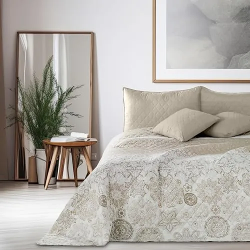 DecoKing Alhambra Queensize-Bett: Wendbare Tagesdecke in Grau, 200x220 - Bettdecken in modernem Design, wendbar für variablen Stil. Pflegeleicht und ultraleicht, ideal für jedes Schlafzimmer.