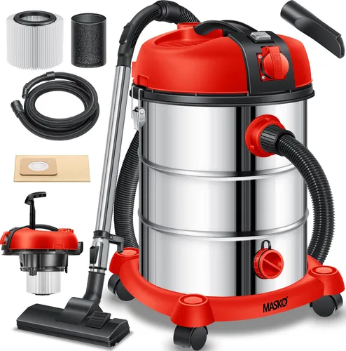 MASKO Industriesauger 2300 W - Industriesauger mit 2300 W, ideal für Nass- und Trockensaugen. Mit 30 l Behälter und innovativem Filterreinigungssystem für effiziente Reinigung.